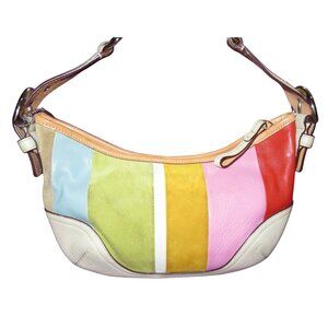 Coach Vintage Suede & Pebbled Leather Soho Demi Baguette Hobo Shoulder Bag